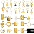 Set da 314 pezzi di gioielli per capelli oro e argento con ciondoli e anelli lega - Oro