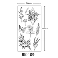 Rose and butterfly sketch temporary tattoo sticker 96x190mm model BK-109 for women - BK-109 / 96*190mm