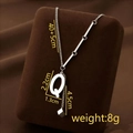 Silver titanium steel tassel necklace featuring letter Q pendant and cube drop charm - Letter Q / Silver