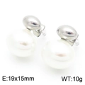 Elegant silver shell pearl stud earrings, size 19x15mm and 10g weight, high gloss finish - Silver Stud Earrings (KE115685-GC)