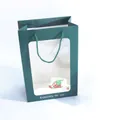 Sac cadeau de Noël vert foncé avec fenêtre, motif Père Noël et poignée en corde tressée - 14*24*35cm / Vert (10 pièces/paquet)