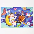 Wooden space astronaut jigsaw puzzle for kids with rocket and planet illustrations - Space Travel