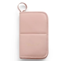 Neceser rosa portátil de cuero PU con letras doradas, asa y cierre de cremallera - Rosa