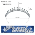 Detaillierte Größenparameter der silbernen Barock-Brautkrone mit Strasssteinen und Metall - Silber