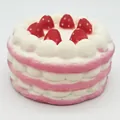 Squishy slow rising toy featuring a three-layer strawberry cream cake design - Pink Cake