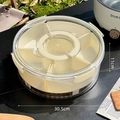 Tragbare 8-Fächer Frischhaltebox in Beige mit transparentem Deckel, 30,5 cm Durchmesser - Rund 6 Fächer Mit Eisbecken-Boden