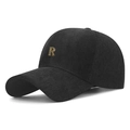 Casquette de baseball noire à chevrons ornée d'un logo R en métal doré sur le devant - Réglable / Noir