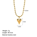 Gold 18k plated stainless steel heart pendant necklace with dimensions and beads - [XKN1267] Bead Chain Heart Necklace Gold