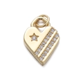 Golden heart pendant with zircon star motif and jumping ring on white background - CX138-3 Heart Star Zirconia Pendant