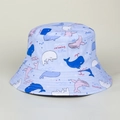Hellblauer Fischerhut aus Baumwolle mit niedlichen Wal-Prints und Text für Kinder - M(56-58cm) / Hellblau