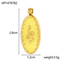 Detail of snake oval pendant with dimensions 2.6cm by 1.2cm and weight of 3.5g - HP14787B2 (Gold Snake - Pale Yellow)