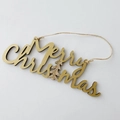 Cartel de madera dorada Merry Christmas con árbol de purpurina para adorno navideño - Letrero de Letras de 20CM / Dorado