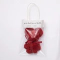 Red bear-shaped coral fleece towel in transparent gift bag with a red ribbon bow - Wine Red Pineapple Texture Bear With Gift Bag