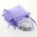 Light purple organza drawstring pouch for jewelry packaging with sheer mesh texture - Light Purple; 5x7cm