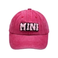 Berretto da baseball rosa lavato con ricamo MINI in peluche per bambini - Stile MINI / Rosa Rossa