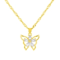 Golden butterfly necklace featuring white marquise-cut gems in a floral wing pattern - Gold Marquise Zircon Butterfly Style (wg-0046)
