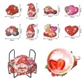 Valentinstag Diamanten Malerei Untersetzer 8er Set mit Halter und Herzmotiven - Festliche Gemischte Elemente Untersetzer (8er Set + Ständer)