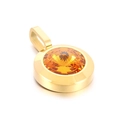 Ciondolo in acciaio inossidabile dorato lucido con una grande pietra arancione sfaccettata - Pietra Preziosa Arancione Base Oro (KP100723-K)