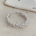 Elegant purple pearl bracelet with shimmering rhinestone accents and adjustable silver chain - Bracelet / Pearl Purple