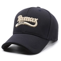 Vintage navy blue baseball cap with 3D letter embroidery and breathable mesh texture - Adjustable / Navy Blue