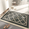 Dark grey rectangular door mat with beige geometric patterns for entryways - 60*90cm / Yulia Style / Dark Gray
