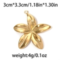 Ciondolo a fiore in acciaio inossidabile dorato lucido per gioielli da 3cm - Fiore a 5 Petali-TP0562 / Oro
