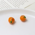 Mini orange fruit pendants with green leaves and gold rings for DIY jewelry making - 04#Orange (10*13mm)