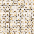 White square acrylic beads with golden letters for DIY handmade jewelry bracelets - 100 Pcs/Pack / White with Gold Letters