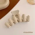 Elegant 10.5cm matte cream milk tea hair claw clip for a secure long hair hold - Milk White N-Type