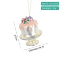 Decorazione natalizia a forma di torta in vetro con glitter e dettagli colorati - Stile 08-Torta ai Frutti di Bosco Rosa