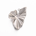 Silver leaf pendant in stainless steel with natural wavy texture and hanging loop - Silver Leaf