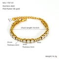 Bracciale tennis in acciaio inossidabile placcato oro 18K con pietre di zircone cubico - Zirconia Bianca