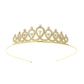 Serre-tête couronne de princesse dorée avec strass clairs pour filles et fêtes - Couronne européenne dorée évidée en forme de larme (Style 51)