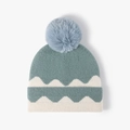 Berretto in maglia bicolore blu petrolio e bianco con soffice pompon invernale - Taglia unica / Verde