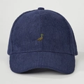 Detailed embroidery of a mallard duck on textured navy blue corduroy baseball cap - One Size / Navy Blue