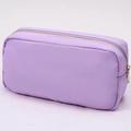 Grande trousse de maquillage en nylon violet avec fermeture éclair dorée pour voyage - Mauve Clair