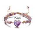 Handmade double-layered woven bracelet with purple heart stone and emperor beads - Purple