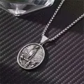 Exaggerated skull pendant necklace with detailed size and weight measurement chart - Round Relief Style (Style 8)
