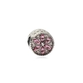 Silver alloy charm with pink marquise gemstone flower pattern and clear crystal accents - Pink