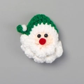 Handmade crochet Santa Claus charm with green hat and fluffy beard for DIY crafts - Dark Green Santa Claus Head