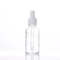 30ml; White Plastic Ring + White Rubber Dropper + Transparent Bottle; Glass