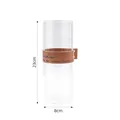Vaso cilindrico in vetro trasparente con cinturino in pelle marrone e rivetti dorati, 23cm - Extra grande / Caffè