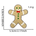 Detail of gingerbread man embroidery patch with dimensions 5.5x6.8cm and festive texture - Christmas Patch 16# (Gingerbread Man)