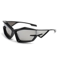 Gafas de sol futuristas Y2K con montura negra y lentes de espejo plateadas - Montura Negra Espejo Plateado