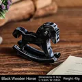 Vintage black wooden rocking horse tabletop ornament in rustic distressed finish - Black