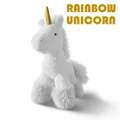 Weißes Plüsch Regenbogen Einhorn mit goldenem Horn und weichen Stickerei-Details - Regenbogen-Einhorn / 12cm Anhänger / Weiß