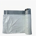 White drawstring garbage bag roll with grey closure cord for kitchen and home use - Thickened White with Black String (1 Roll 15 Pcs)