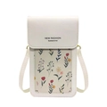 White touchscreen phone bag with colorful floral print and New Fashion lettering - White