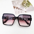 Fashionable oversized square sunglasses with black frame and pink gradient lenses - Dusty Pink