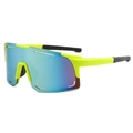 Neon yellow sports sunglasses with blue purple gradient lenses for cycling outdoors - Yellow Frame Yellow Lens